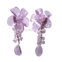 Handmade Crystal Flower Clip On Statement Earrings For Party or Shows